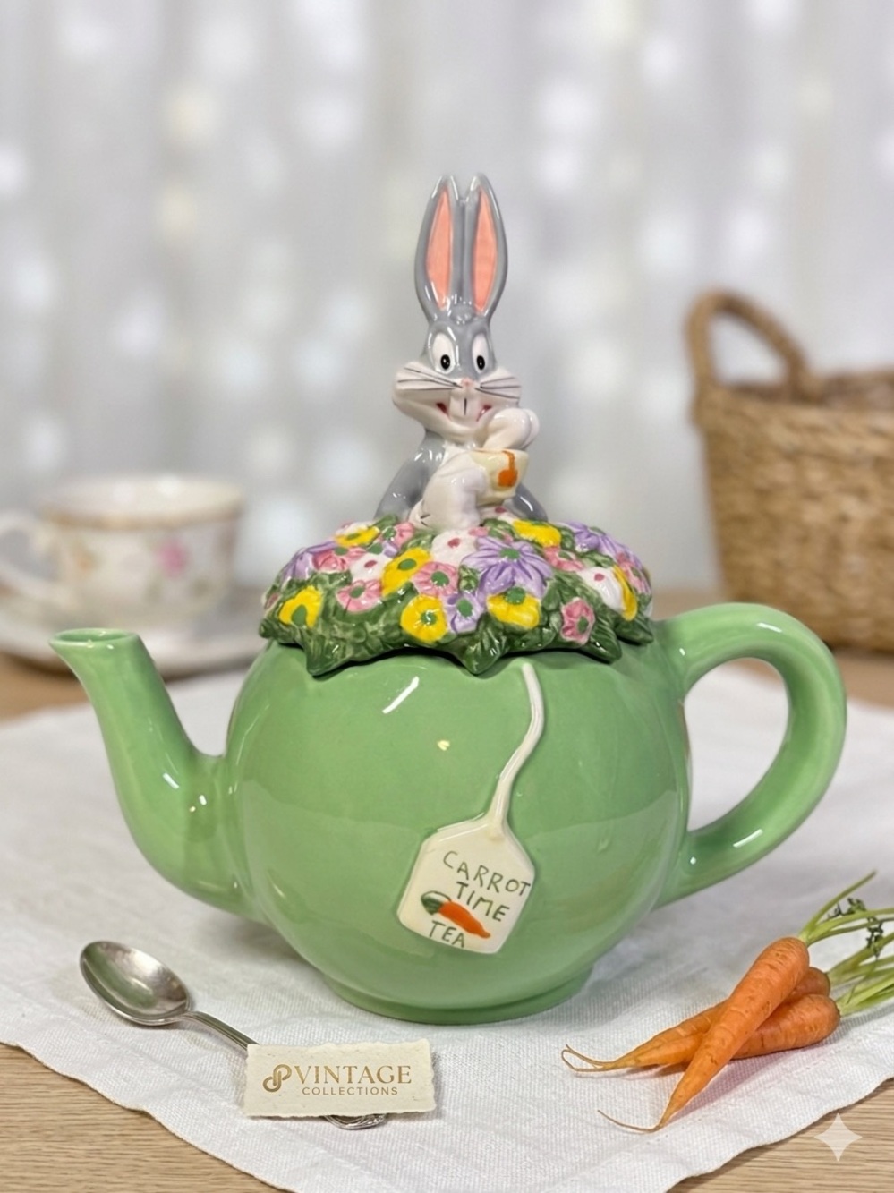 Vintage Warner Bros. Bugs Bunny "Carrot Time Tea" Teapot 1990s